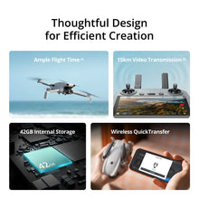 गैलरी व्यूवर में इमेज लोड करें, DJI Lito X1 Fly More Combo Plus (DJI RC 2)- Product features including drone, controller, storage chip, and smartphone