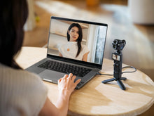 Load image into Gallery viewer, DJI Osmo Pocket 4P used as a webcam on a mini tripod, connected to a