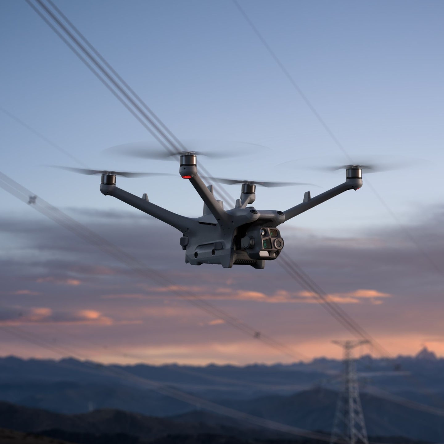 DJI Matrice 4TD Flying Front Right View