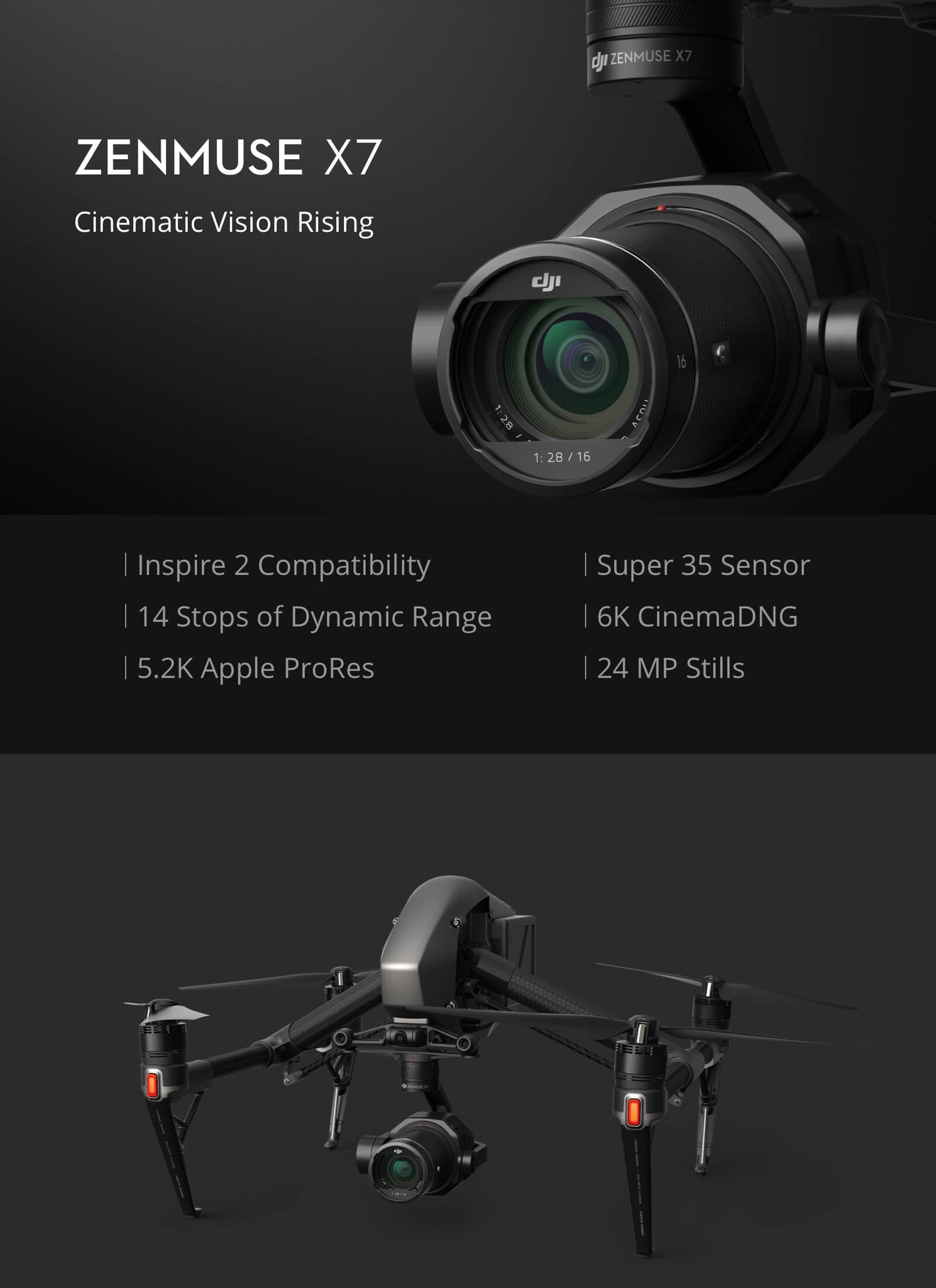 DJI Zenmuse X7 Camera and 3-Axis Gimbal